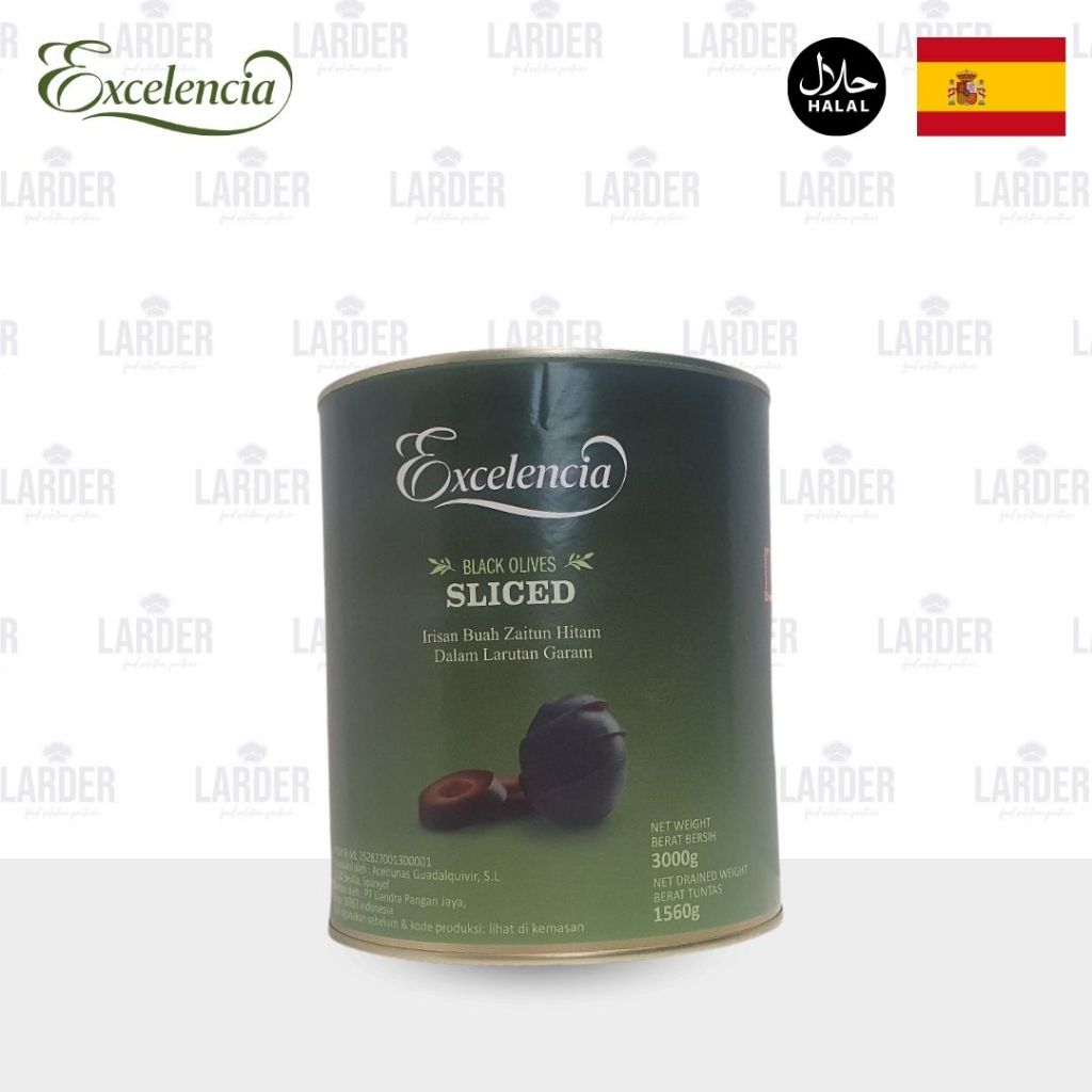 

Excelencia Black Pitted Olives / Buah Zaitun Hitam 3000g / Pickles