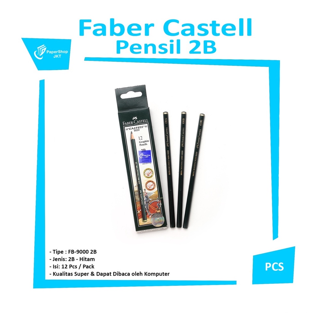 

ART L4K9 FABER CASTELL Pensil Tulis Komputer Ujian Varian 2B FB 9 2B LUSIN