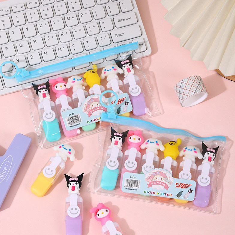 

ART Q6P7 6 PCS 1 set Stabilo Sanrio highlighter Stabilo pastel color cute pena stabilo lucu untuk anak stabilo buku perlengkapan sekolah