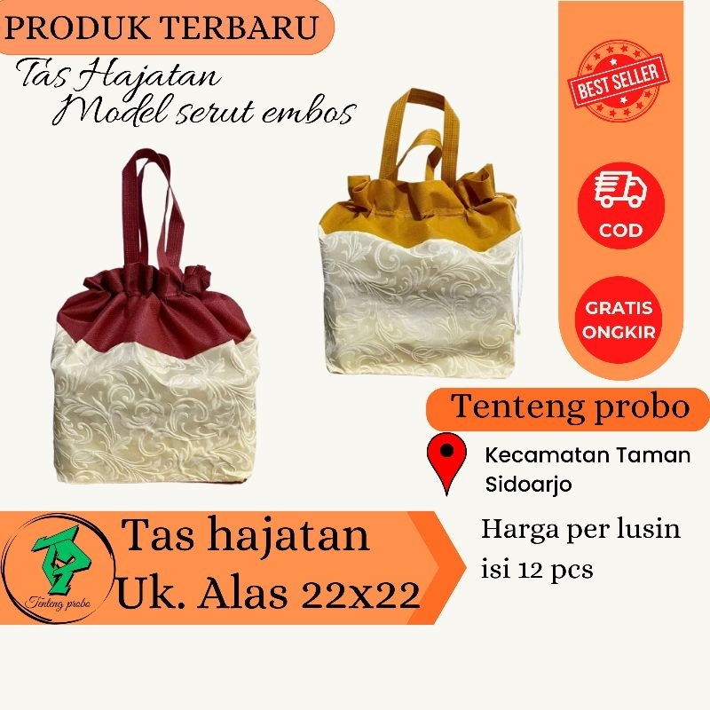 

(1 LUSIN = 12 PCS) TAS HAJATAN EMBOS SERUT 22x22 TINGGI 30 CM / GOODIE BAG HAJATAN / TAS HAJATAN SERUT / TAS SPUNBOND / TAS BELANJA / TAS NASI KOTAK / TAS WALIMAH / TAS BERKAT HAJATAN