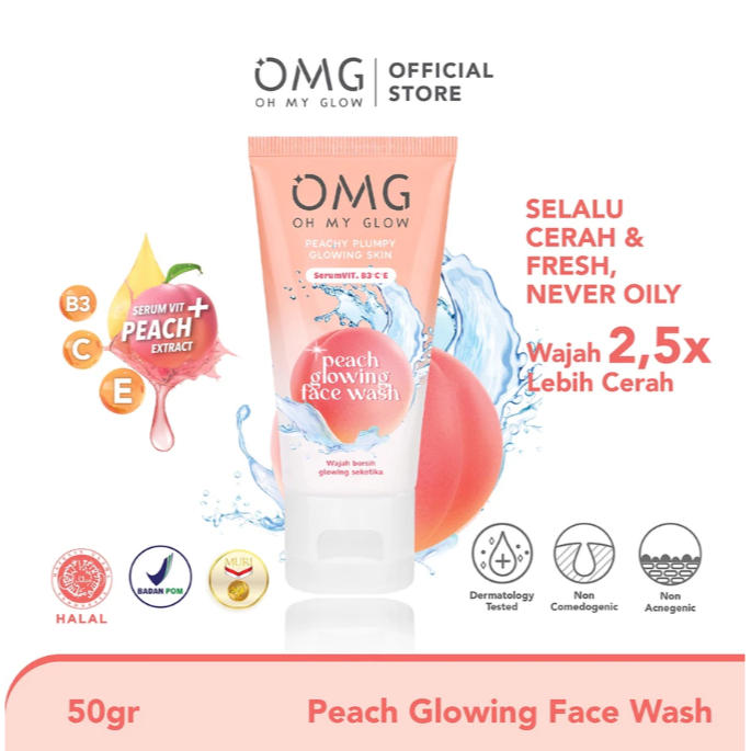 OMG OH MY GLOW Peach Glowing Toner 100 ml / Peach Glowing Cream / Peach Glowing Face Wash