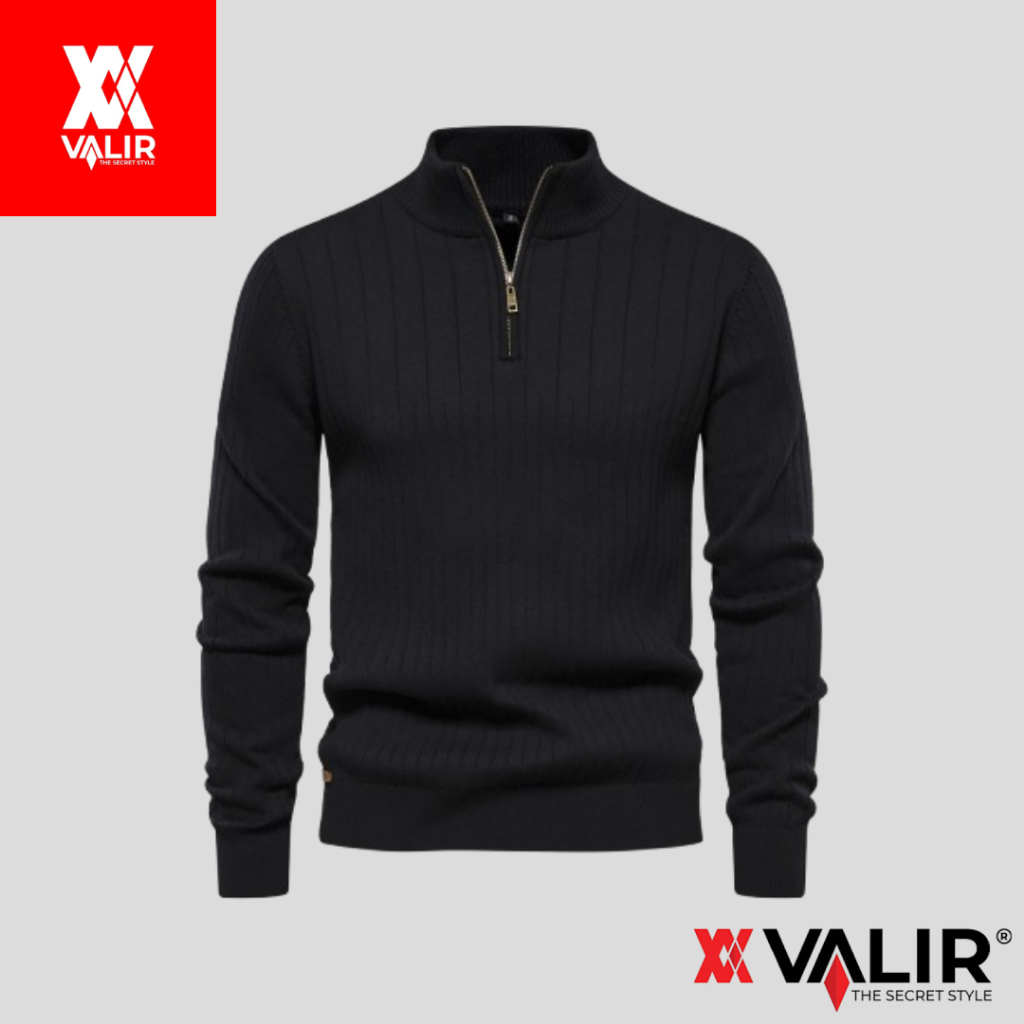 Zilong Minkyo Sweater Rajut Pria Bahan Tebal Kerah Half Zip YKK