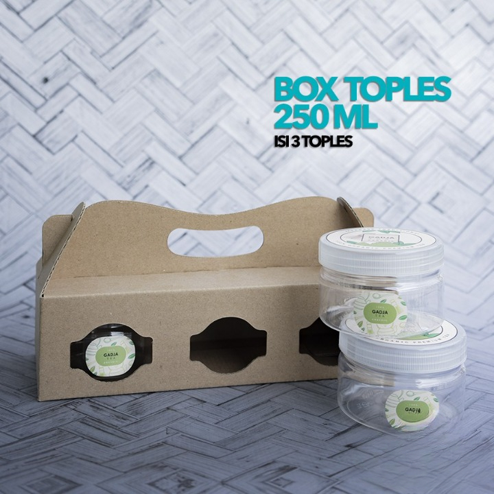 

Box Toples Kue Kering jar 250 ml isi 3pcs kotak Dus Packaging Hampers 28x10x7,5cm harga per 10pcs