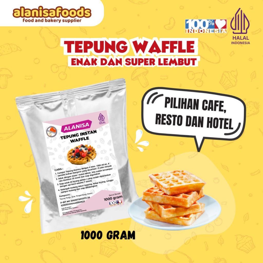 

TEPUNG INSTAN WAFFLE 1KG, TEPUNG WAFFLE SUPER ENAK