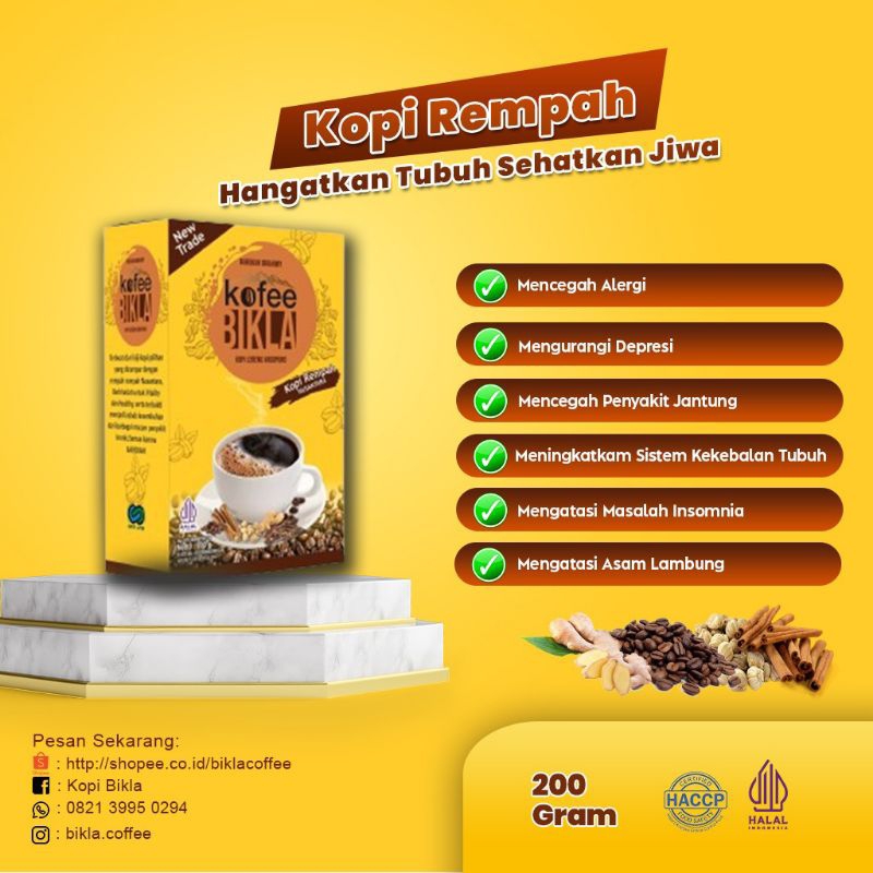 

kopi bikla rempah Nusantara, kemasan box 200gr