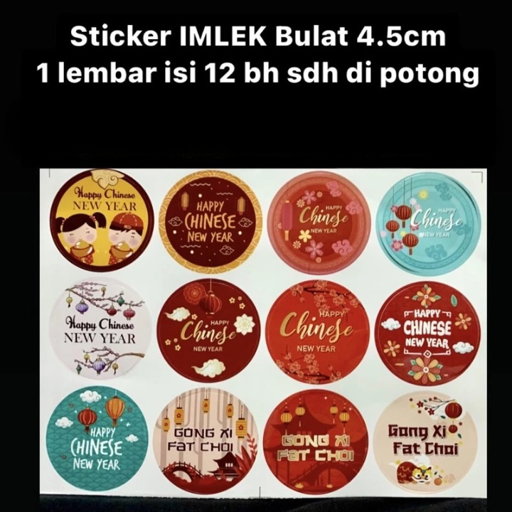 

Hang Tag Imlek Bulat 1 Lembar 12 Pcs Sticker Happy Chinese New Year Ukuran 4.5Cm