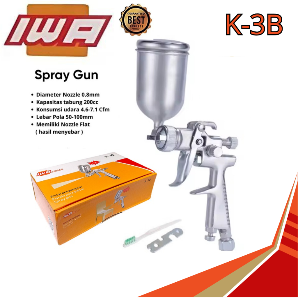 IWA Spray Gun K-3B Semprotan - Cat Semprot Angin Cat Minyak Mobil Motor - Cat Kompresor Tabung Atas 