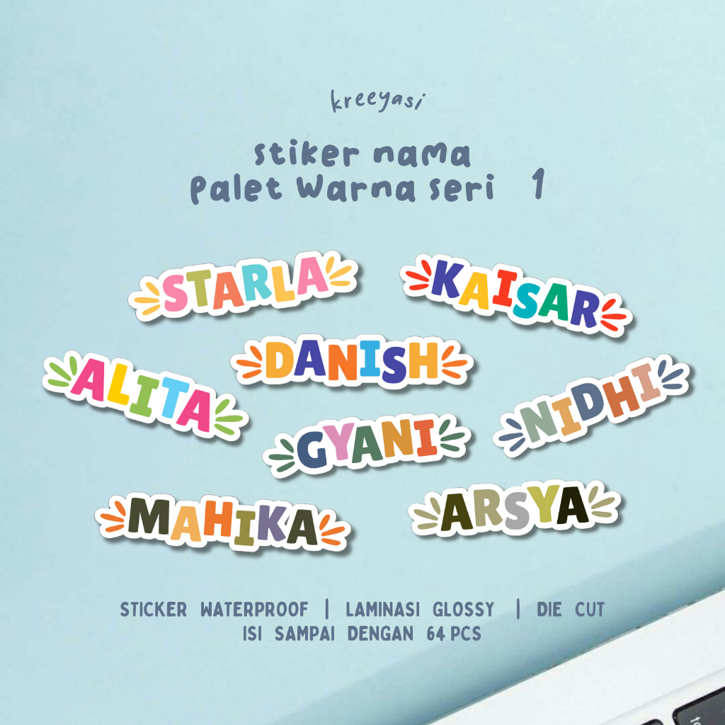 

PALET WARNA seri 1 - Stiker Label Nama - Waterproof - Kreeyasi - Stiker Tumbler Botol Botol Minum Lunch Box Hampers Ulang Tahun