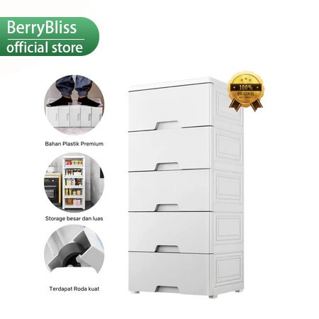 BerryBliss - Lemari Pakaian Putih Tertutup Susun /Lemari Plastik Tebal Putih Polos / Lemari Pakaian 