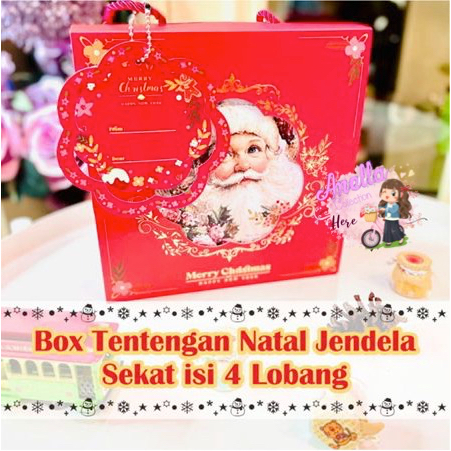 

1set Kotak Natal / Box Tentengan Natal Jendela Sekat isi 4 Lobang Christmas