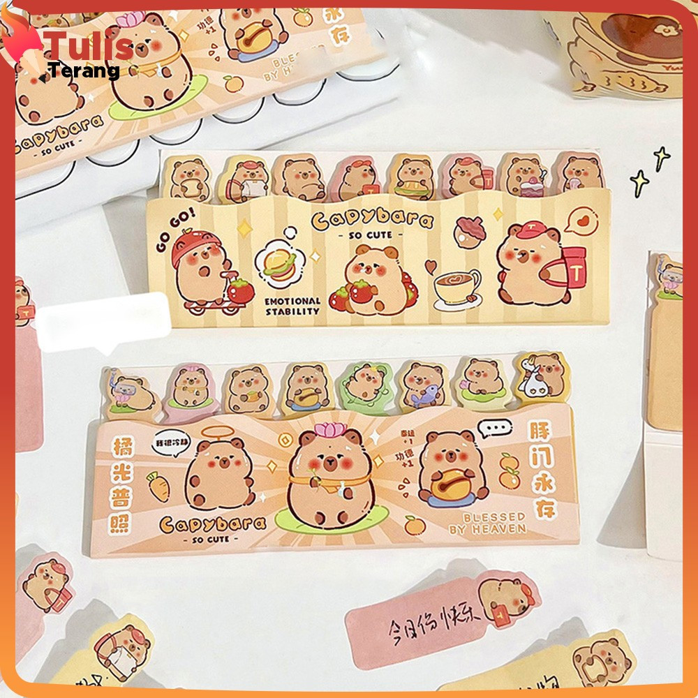 

Penanda Buku Sticky Notes Motif Capybara Lucu 8 Baris / Kertas Memo Pembatas Buku Karakter / Stick Note Stationery Tulis Terang A95