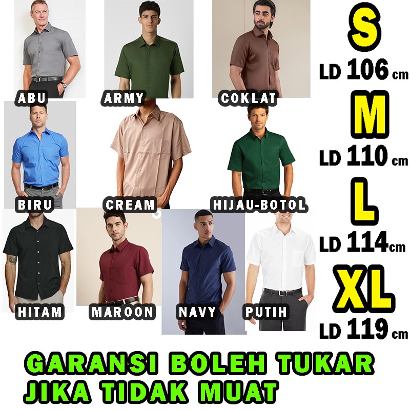 Kemeja polos hem baju atasan pria cowok laki laki reguler standar formal katun cotton best quality h