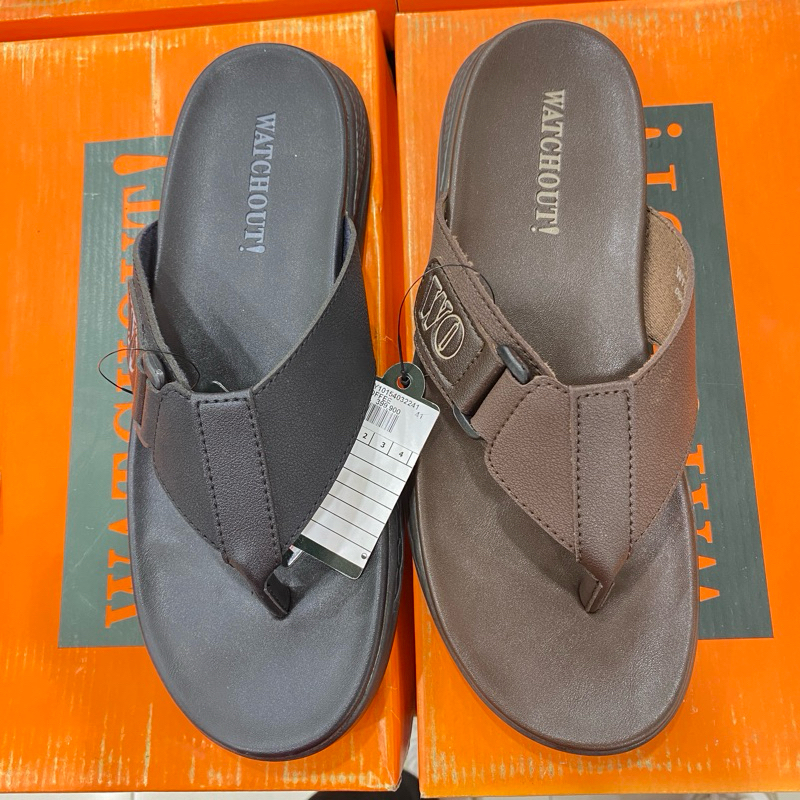 • WATCHOUT • sandal kulit pria • sandal jepit pria