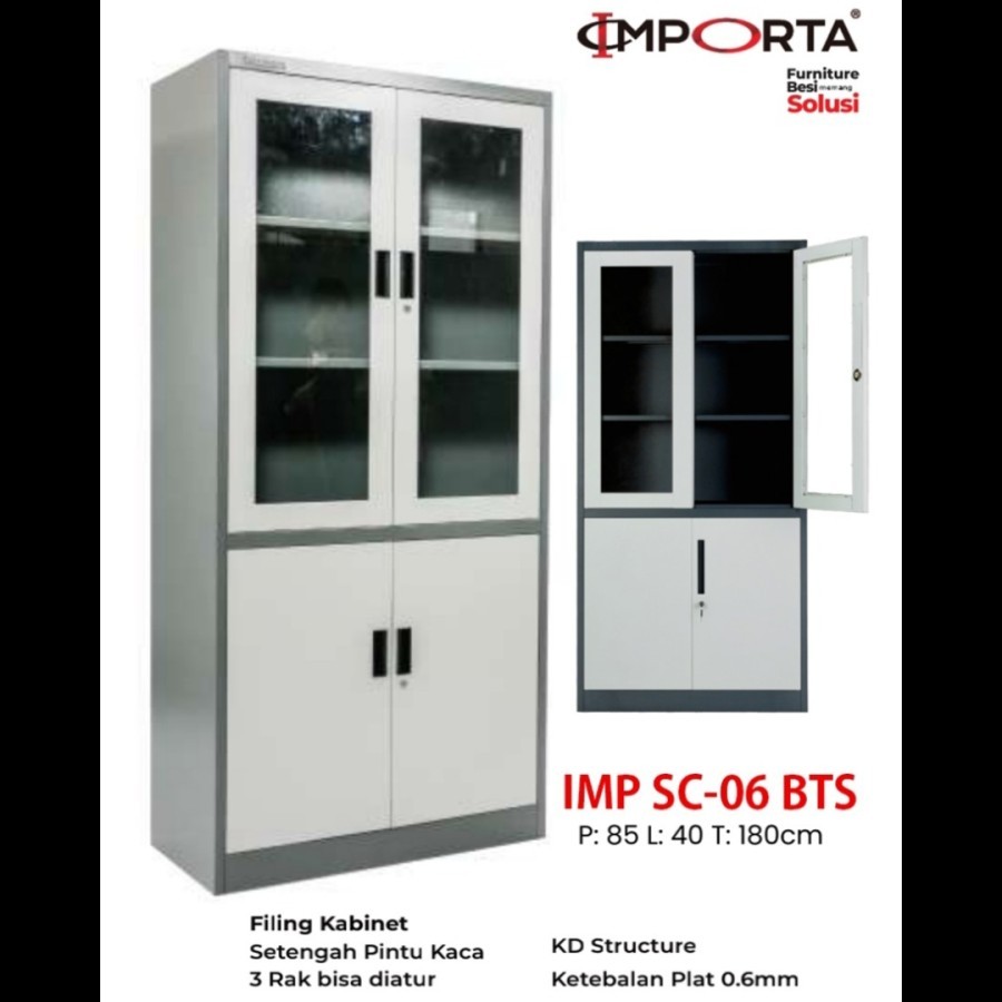 Lemari Arsip IMPORTA Filling Cabinet Kantor Rumah Swing Sliding Door metal besi Steel Kabinet pintu 