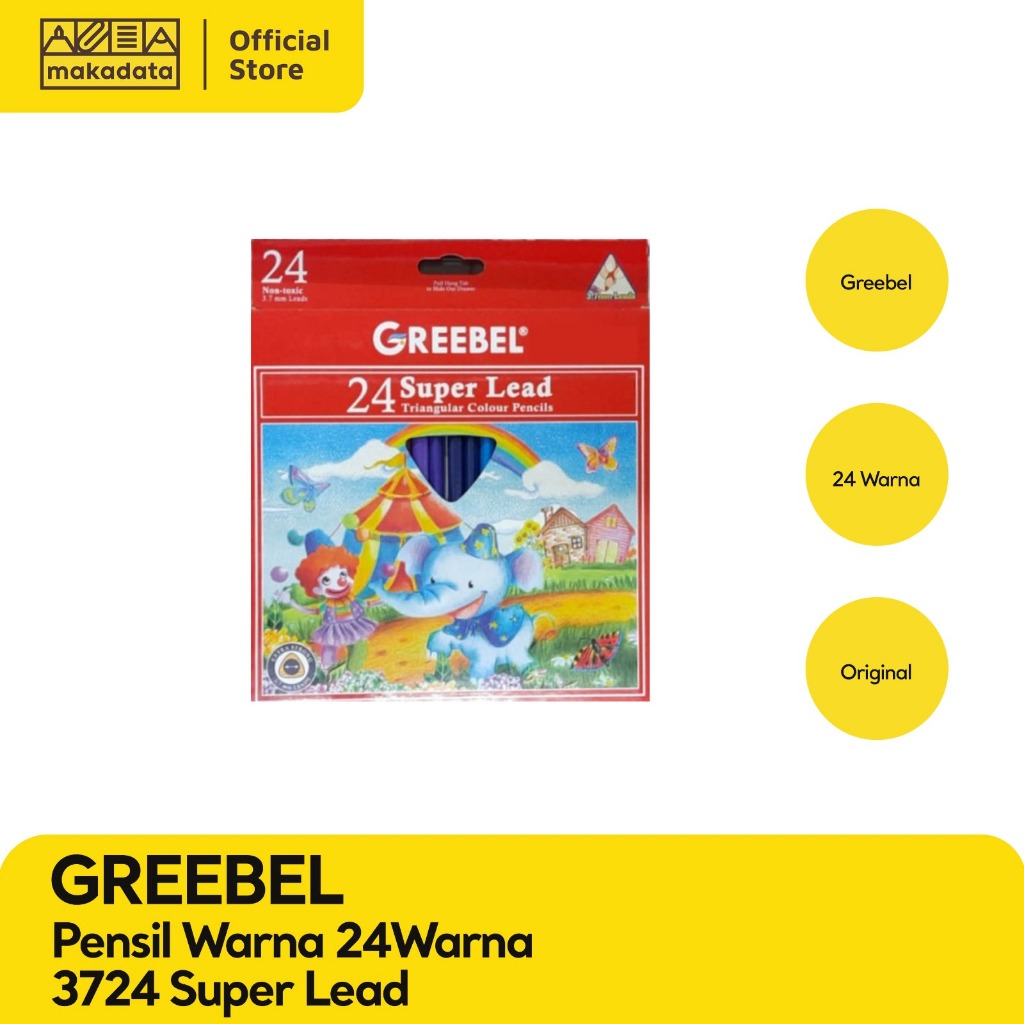 

PENSIL WARNA/ COLOUR PENCIL GREEBEL 24 WARNA SUPER LEAD MURAH