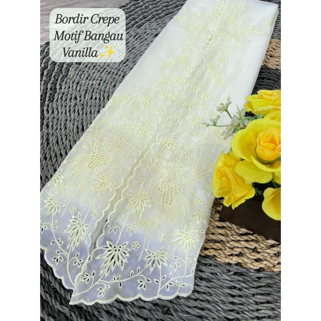 Kain Kebaya Bordir bahan sifon crepe vanila