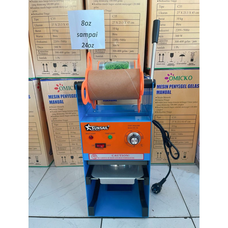 mesin cup sealer / mesin press gelas minuman semua ukuran 8oz-24oz mesin press gelas