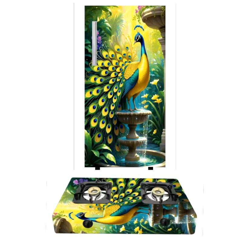wallpaper stiker kulkas 1 pintu dan kompor 2 tungku