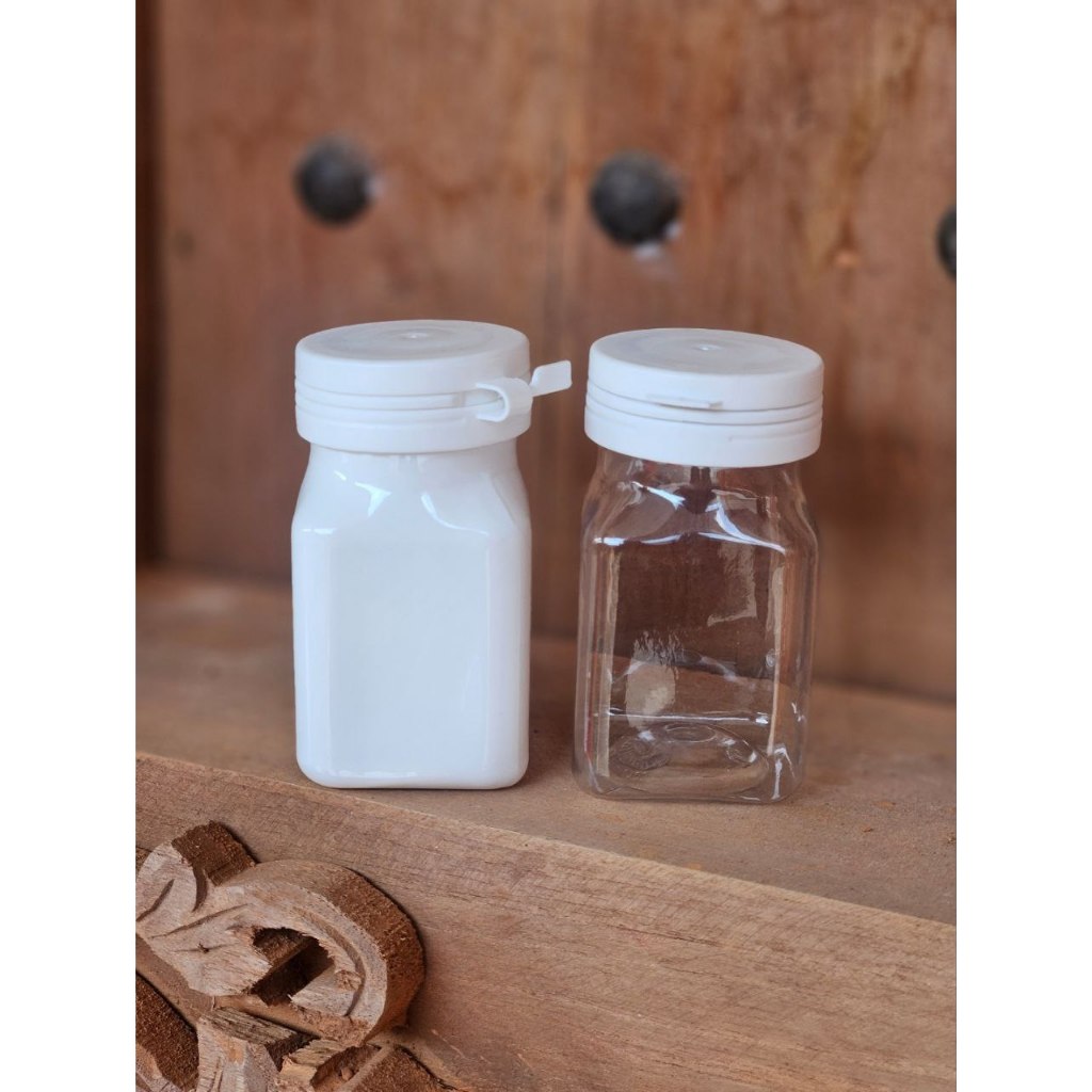 BOTOL KAPSUL KOTAK 60ml - Botol Plastik Toples Untuk Pil atau Kapsul Obat Food Grade