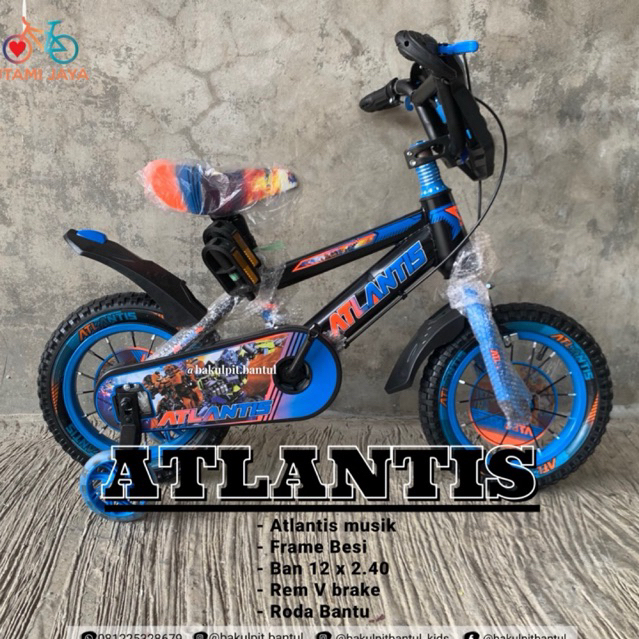 Sepeda Anak cowok BMX Atlantis musik ban pompa standar ukuran 12 | Sepeda BmX ring 12 | Sepeda anak 