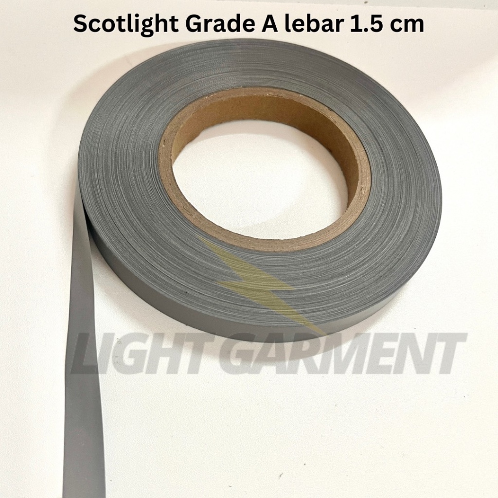 Scotchlite skotlet scotlight GRADE A / Pita Pemantul Cahaya Kain Jahit 1,5 cm per roll / Reflektif R