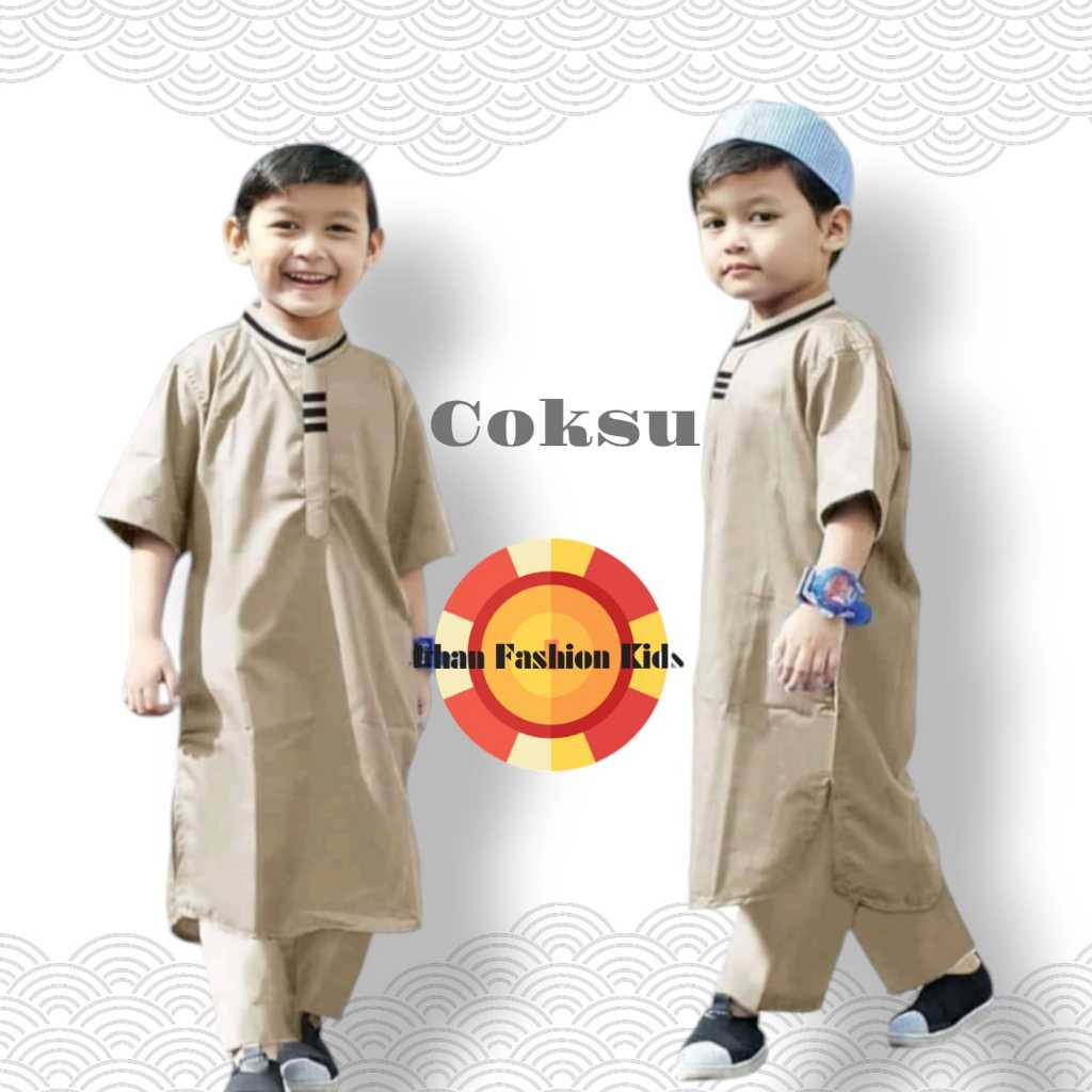 1 Stel Baju Koko Jubah Pakistan Anak Terbaru Free Peci Usia 1-10 Tahun / Baju Muslim Anak Laki-Laki
