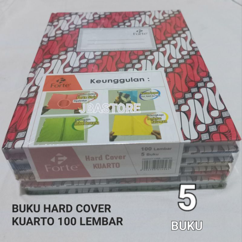 

1 Pak Buku Tulis Hardcover Quarto / Kuarto / Kwarto 100 Lembar isi 5 Buku