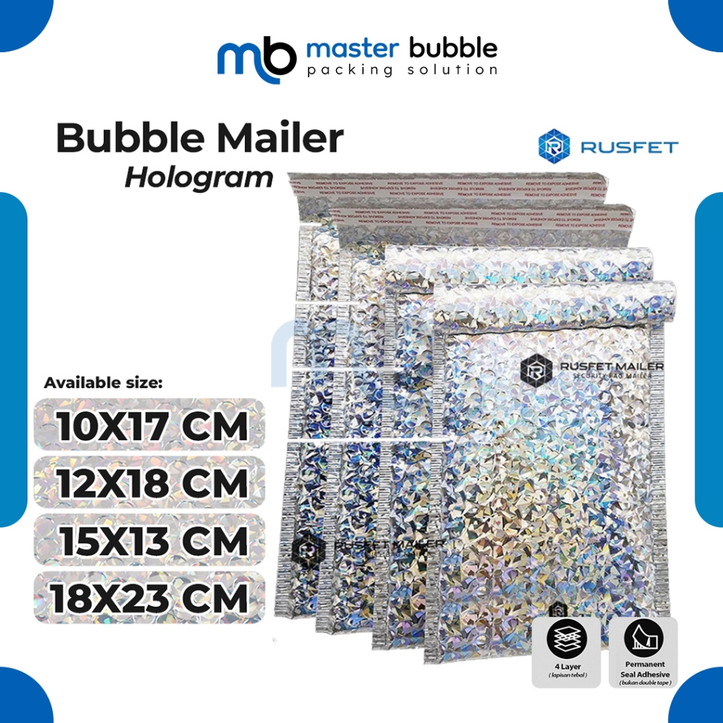 

Amplop Envelope Bubble Mailer Hologram Glossy / Security Bag Mailer Rusfet Harga Ecer Satuan