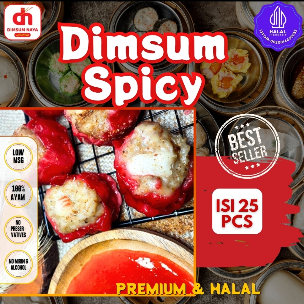 

New! Dimsum Ayam Spicy Frozen Premium & Halal isi 25 pcs GRATIS Saus Merah & Lada Hitam