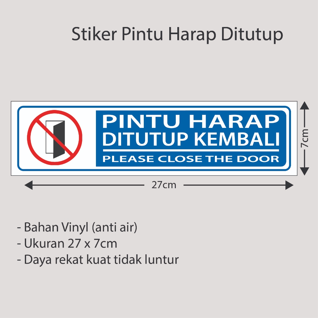 

Stiker Sign label pintu harap ditutup kembali sticker vinyl perkantoran