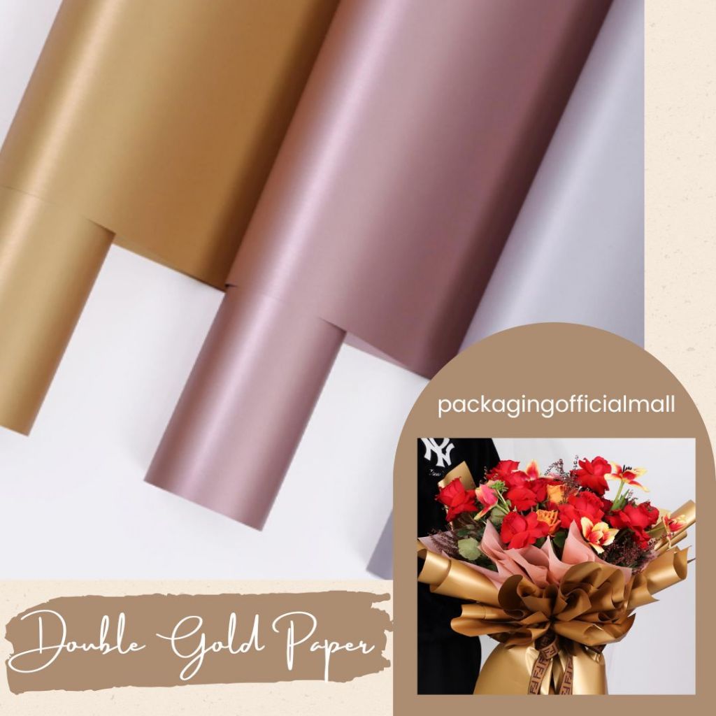 

DOUBLE GOLD PAPER / CELLOPHANE / FLORIST PAPER / KERTAS BUKET BUNGA / WRAPPING WRAPPER