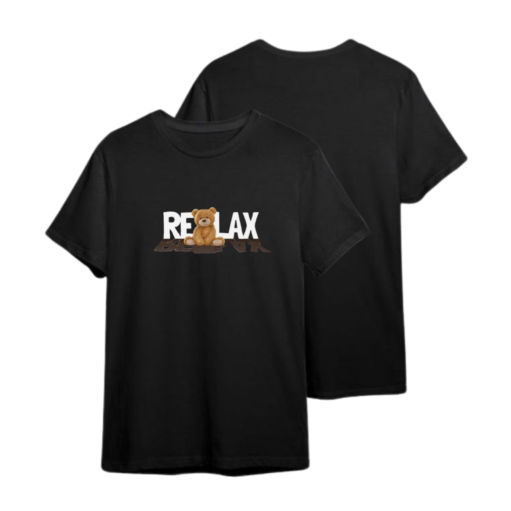 SERIES KAOS TEDDY BEAR-KAOS DISTRO T-SHIRT STREET STYLE BLACK CREAM & WHITE PRIA WANITA SIZE M,L,XL,