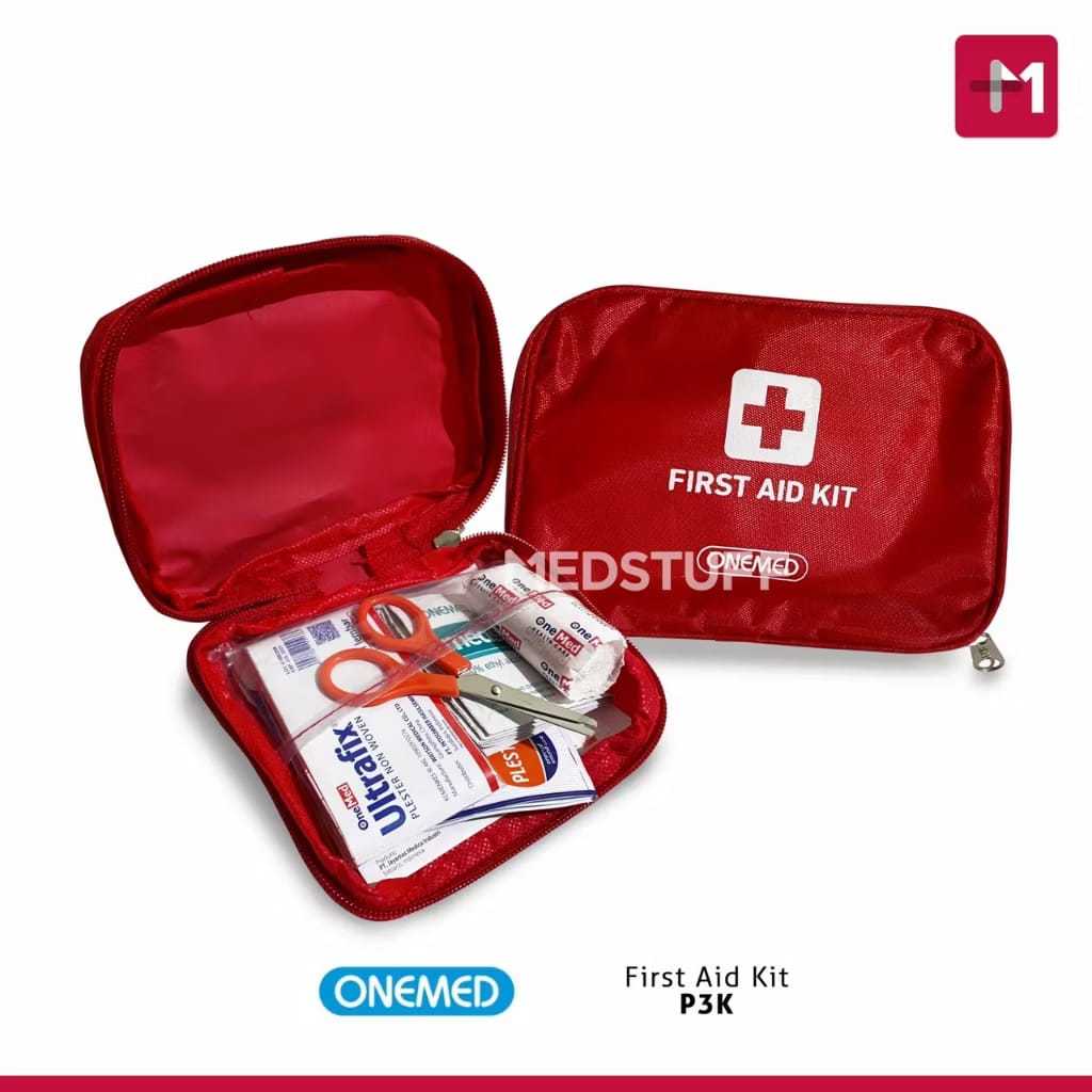 P3K Onemed First Aid Kit Pouch KIT isi Lengkap , First Aid Kit Bag Merah TRAVEL