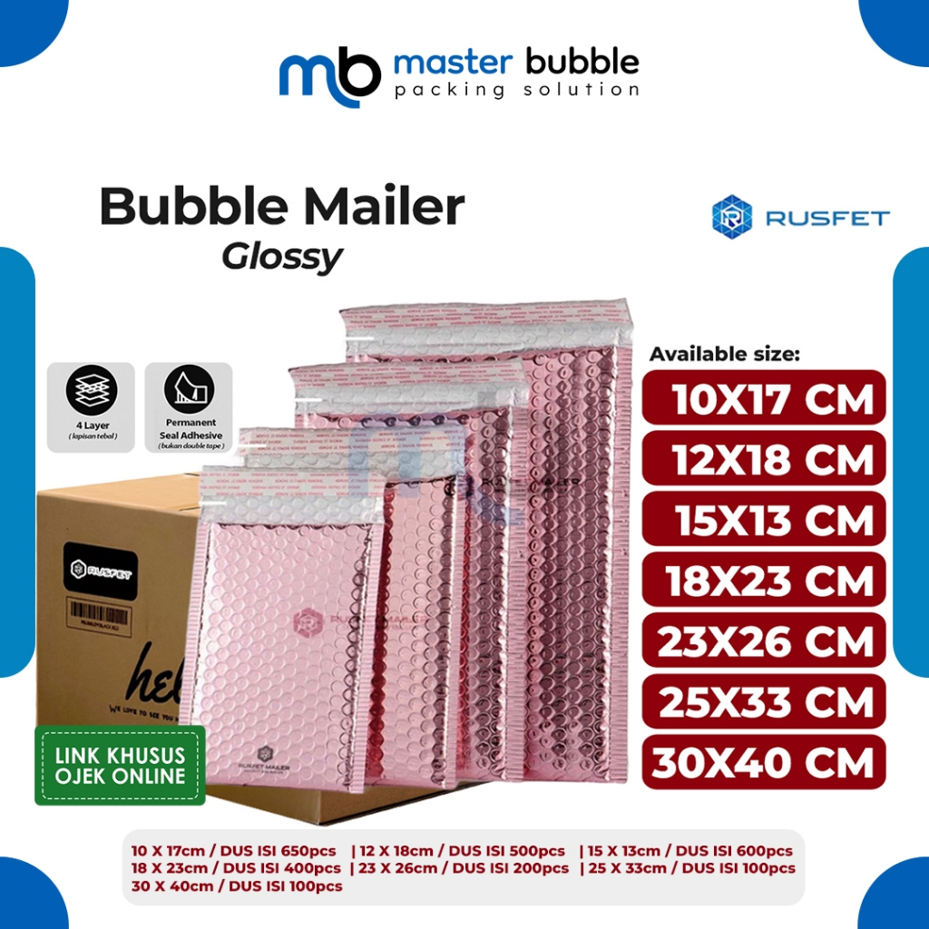 

Amplop Envelope Bubble Mailer Rose Gold Glossy / Security Bag Mailer Rusfet Harga Per Dus link Ojol