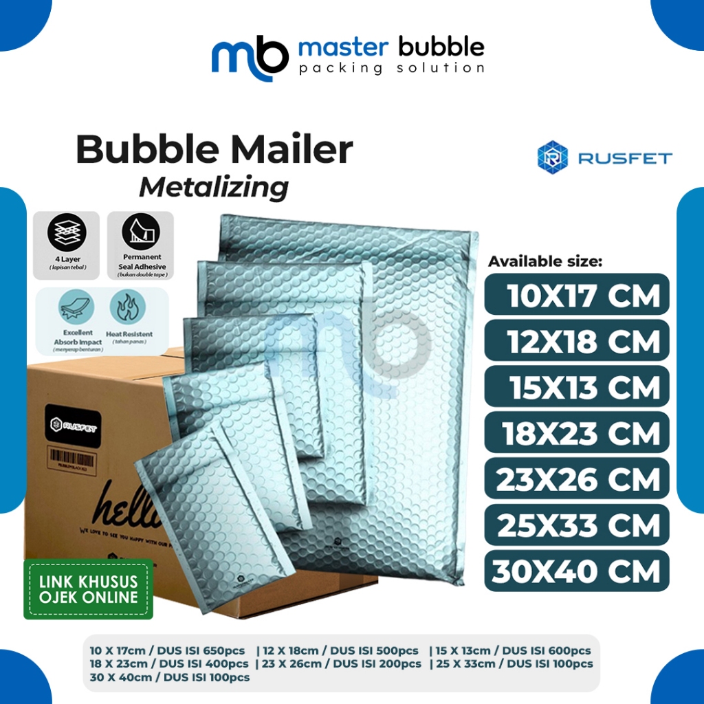 

Amplop Envelope Bubble Mailer Aquamarine Blue / Security Bag Mailer Rusfet Harga Per Dus Khusus Ojol