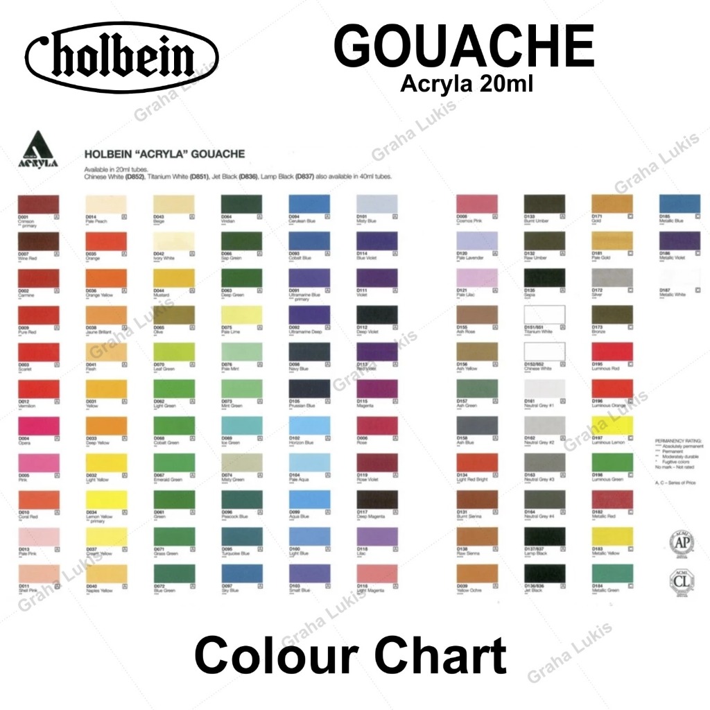 

H7Y Holbein Acryla Gouache 20ml (Basic Colors) Varian 1
