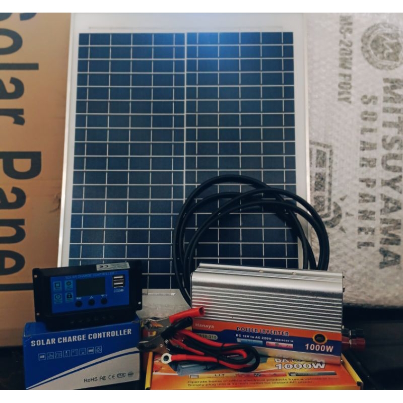 PANEL SURYA SET 20 WP INVENTER 1000 WATT