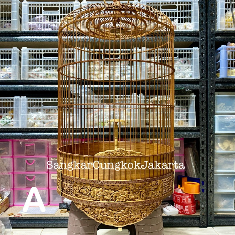 Sangkar Cungkok D40 Branjangan Lark Sonca Ukir 2D Ori Vietnam