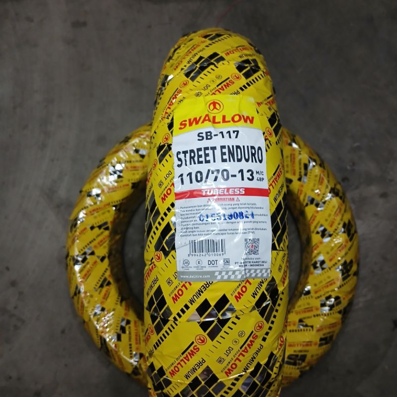 BAN LUAR MOTOR SWALOW STREET ENDURO 110/70-13 SB 117 TUBELESS