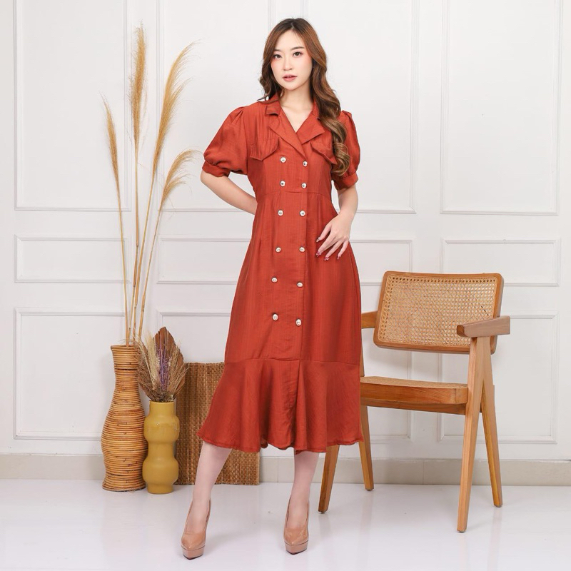 [ Siro ] Midi Dress Wanita Jeolin Polos Katun Polo Linen Premium || Midi Dress / Dress Casual / Mini