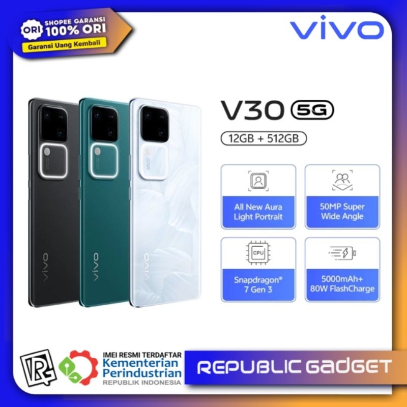 VIVO V30 5G Ram12/512Gb 100% Original Bergaransi Resmi Vivo Service Center Vivo Indonesia