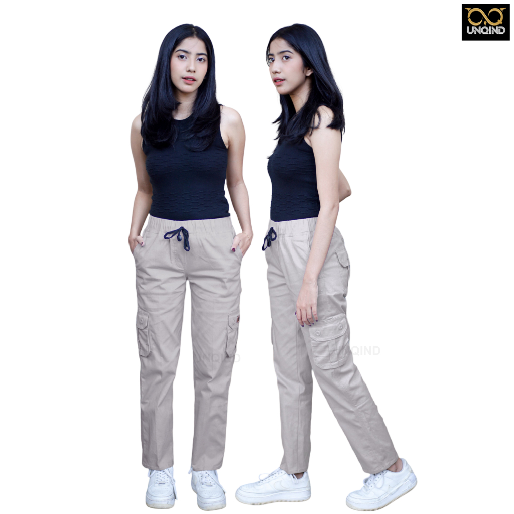 UNQIND - Celana Cargo Wanita Twill Stretch - Celana Panjang Wanita Melar