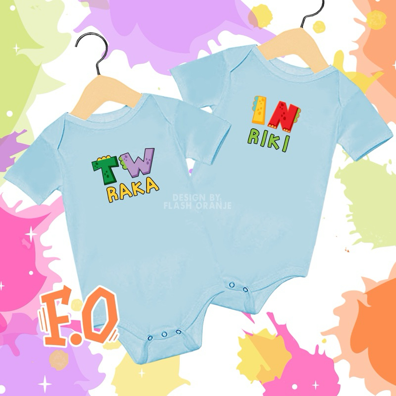 Jumper Nama Bayi Kembar / Sablon Baju Anak Kembar Custom