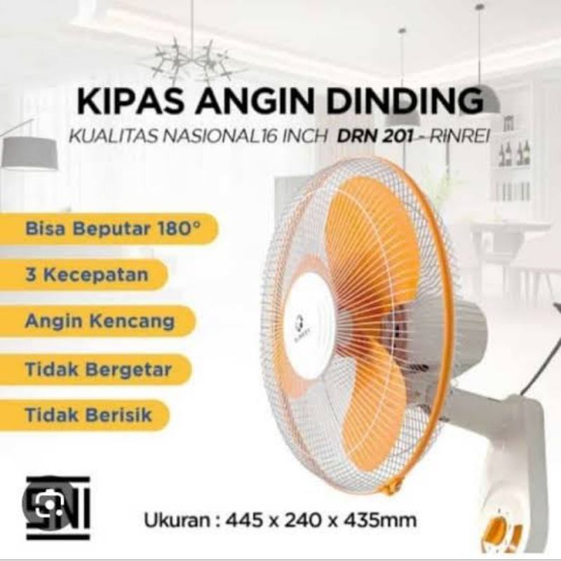 Kipas Angin Dinding 12" Rinrei Kipas Angin Tempel Dinding