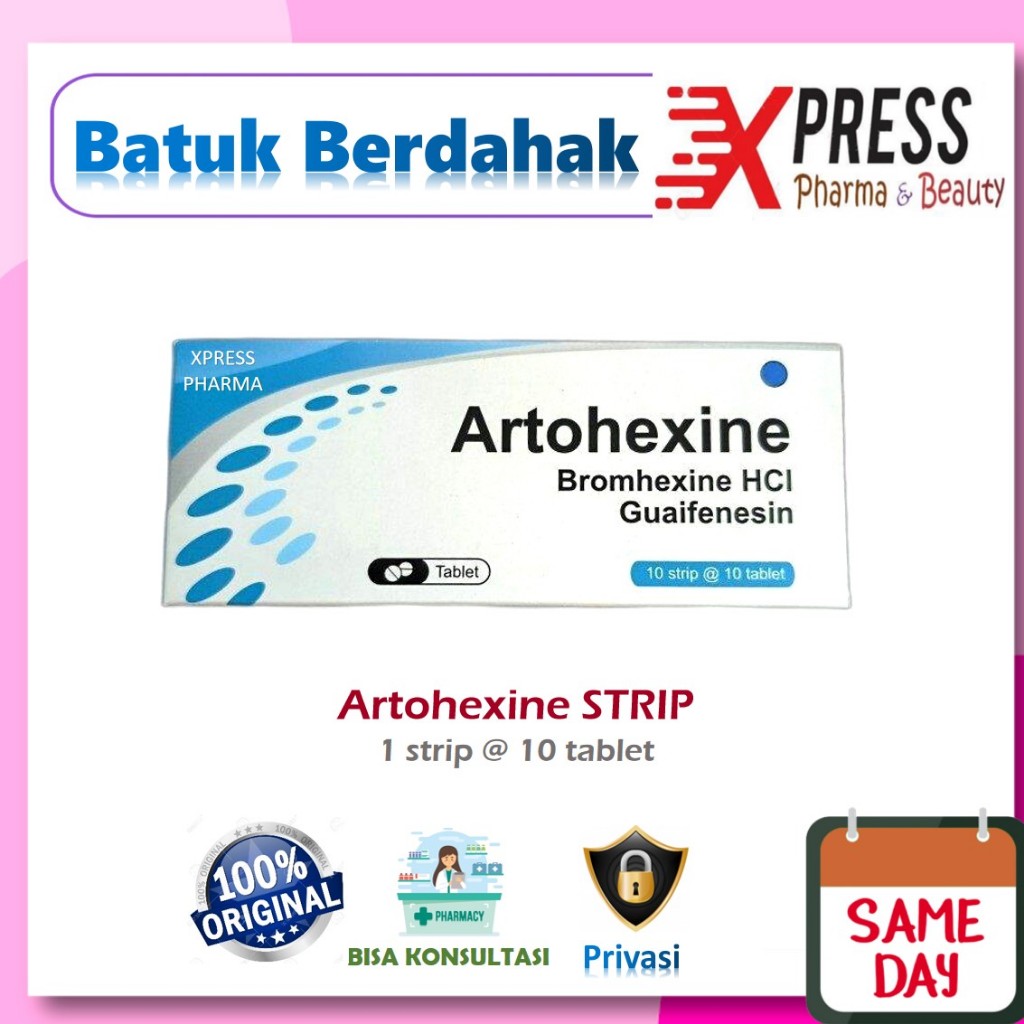 XPRESS  STRIP Artohexine Obat Batuk Berdahak Artohexin Tablet GG Bromhexine Guaifenesin Zc