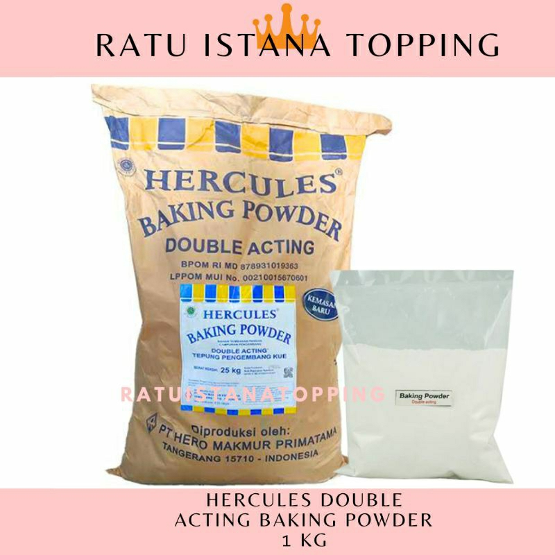 

HERCULES BAKING POWDER DOUBLE ACTING 1 KG REPACK TEPUNG PENGEMBANG KUE