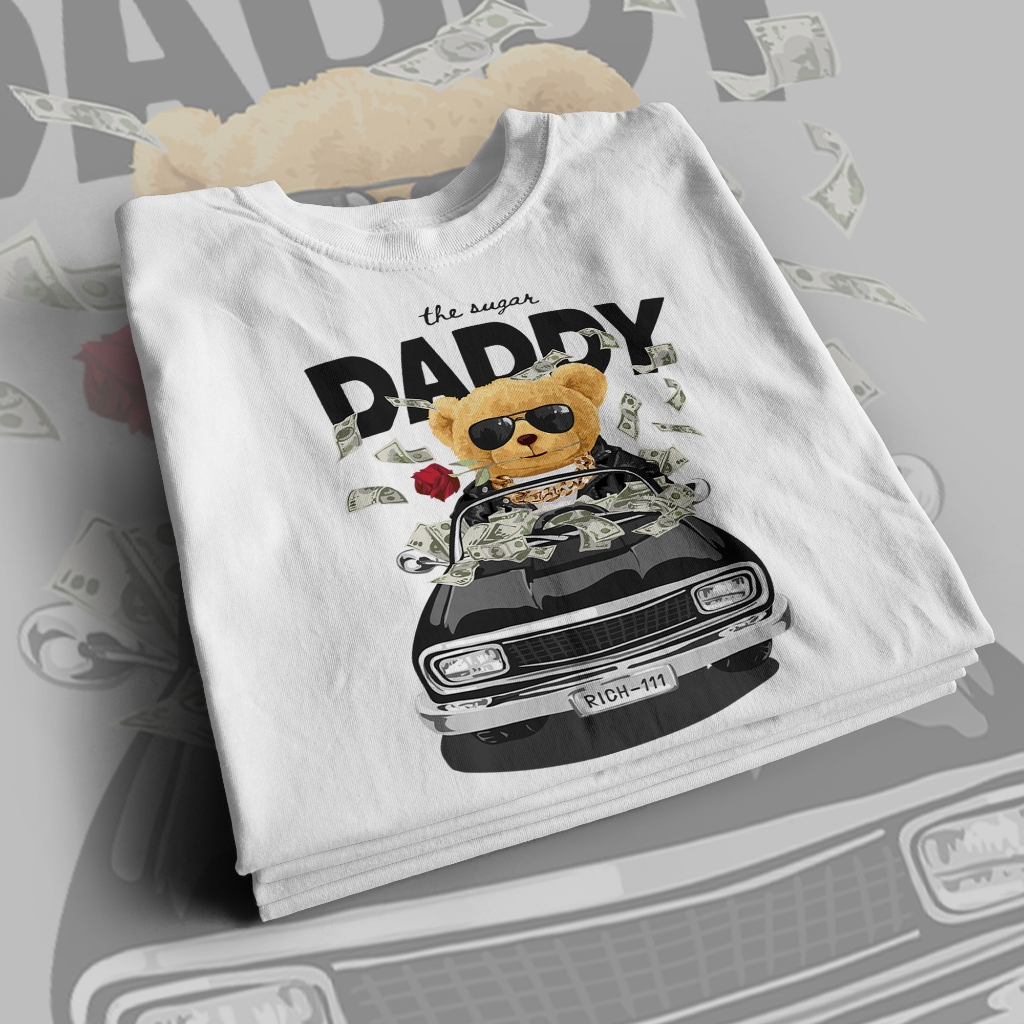 Kaos Oversize Teddy Bear Katun Adem Halus, T Shirt Unisex Distro Pria Wanita