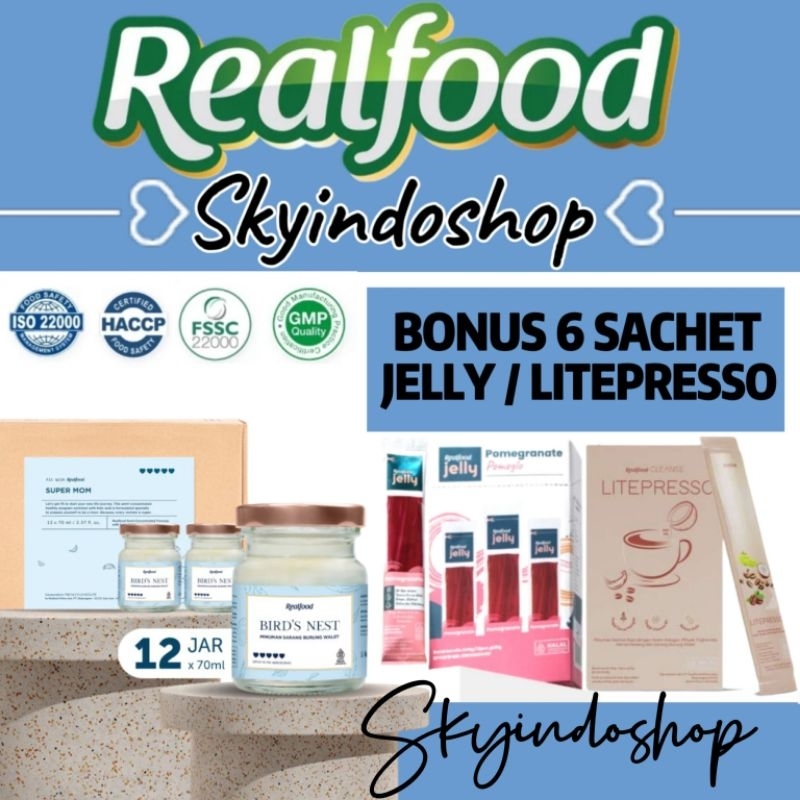 

Realfood Super Mom ( P.12 Bonus 6 Sachet Jelly / Coffee ) Minuman Sarang Burung Walet Bpom Halal