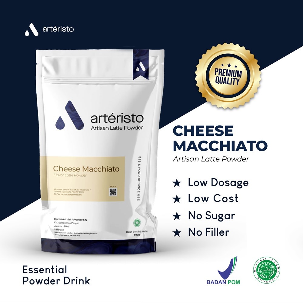 

Arteristo Cheese Macchiato Premium Topping Powder Drink 500gr - No Sugar - Bubuk Minuman