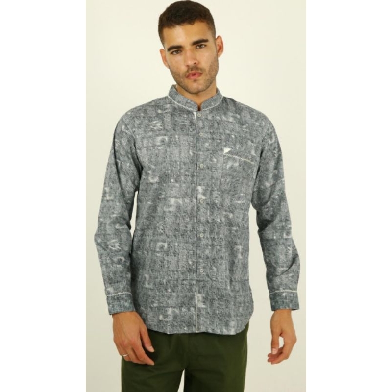 KEMEJA KOKO MOTIF ABSTRAK LENGAN PANJANG/KEMEJA PRIA KRAH SHANGHAI/BAJU KOKO KEREN